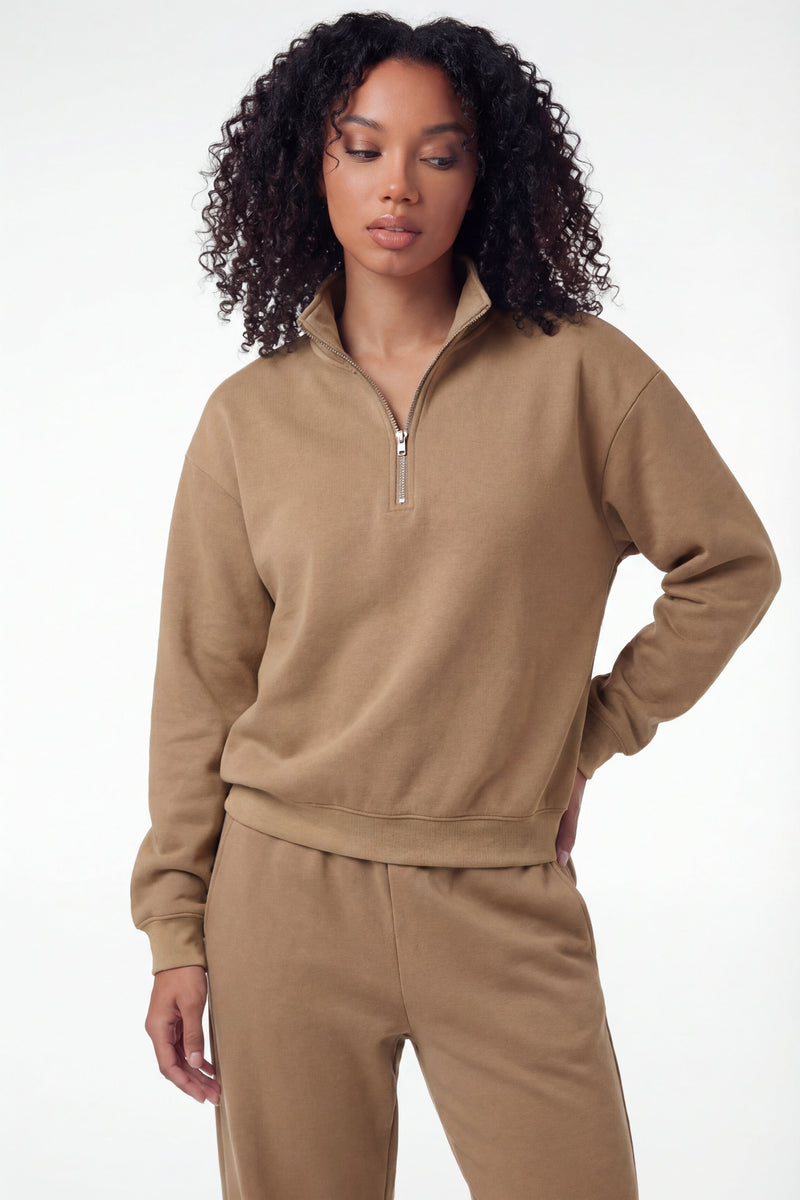 Essential Quarter Zip - Khaki