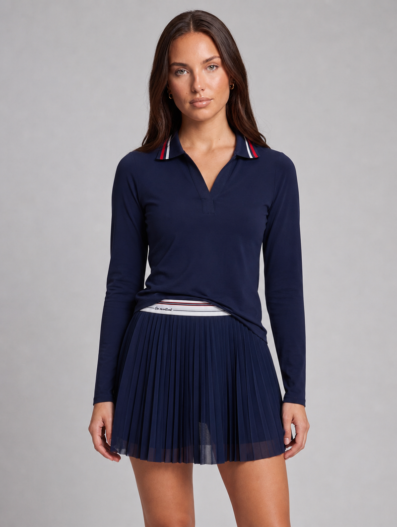 Court Polo Long Sleeve - Navy Blue