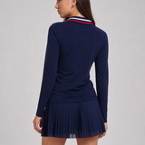 Court Polo Skirt in Navy Blue, back view