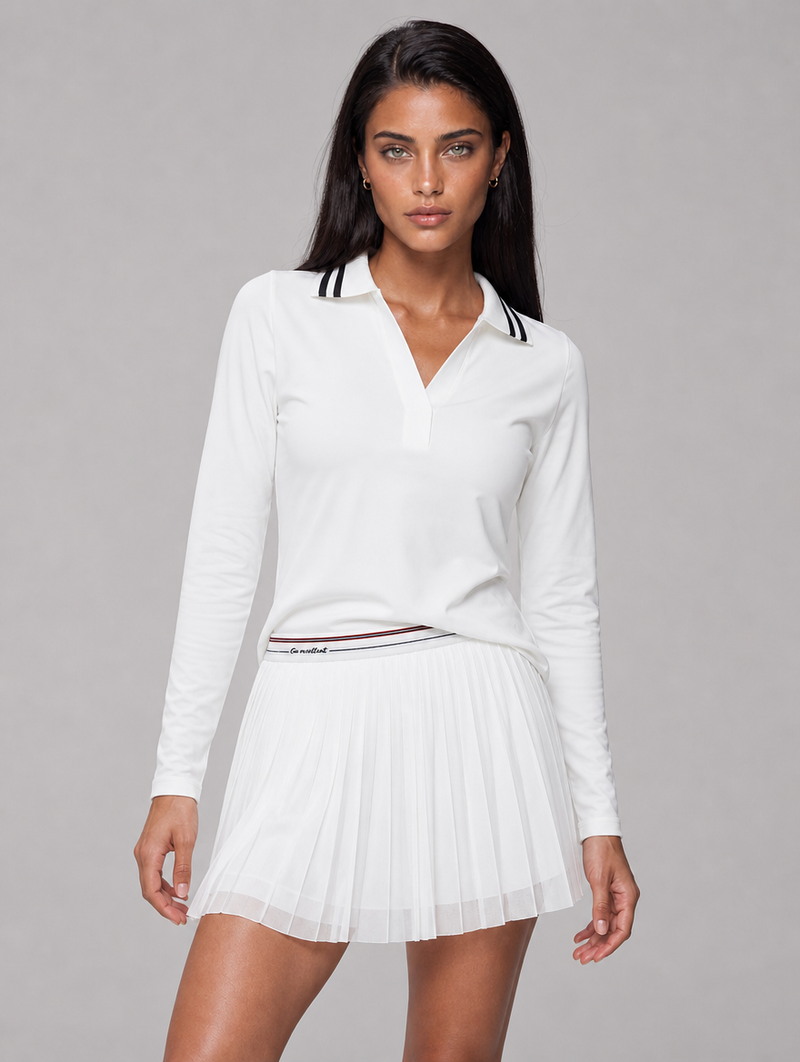 Court Polo Long Sleeve - White