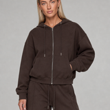 Off-Court Zip Hoodie in Pecan Brown, front