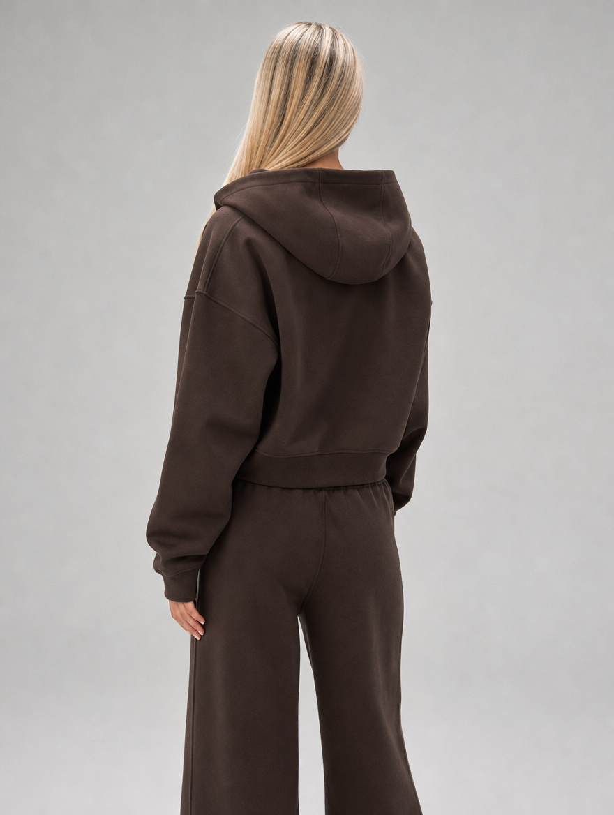 Off-Court Zip Hoodie in Pecan Brown, back
